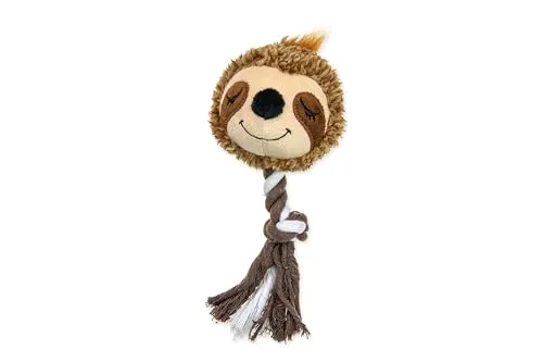 Karlie Faultier mit Seil, Hundespielzeug, Plüsch/Baumwolle, Braun, 20x10x10 cm