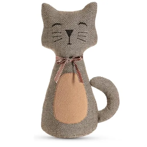 COM-FOUR® Türstopper, schwerer Türhalter, süßes Katzendesign, funktionelles Wohnaccessoire, Stopper für Fenster und Türen, optimal bei Durchzug (Kater Zazzles)