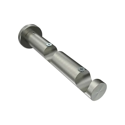 Interdeco Gardinenstangen Doppel-Wandhalter/Träger Edelstahl Optik 7,5 und 14,5 cm Abstand offen 2-läufig 20 mm Ø Platon (2 Stück)