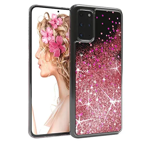 EAZY CASE Hülle kompatibel mit Samsung Galaxy S20 Plus / S20 Plus 5G Schutzhülle mit Flüssig-Glitzer, Handyhülle, Schutzhülle mit Glitter Flüssigkeit, TPU/Silikon, Transparent/Durchsichtig, Rosa