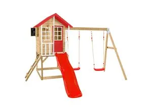Zwerkules Spielhaus Lolla 3 inkl. Rutsche & Doppelschaukel - Spielplätze – Das perfekte Stelzenhaus für kreative Kinder mit Rutsche und Doppelschaukel, ideal für Abenteuer und Spielspaß im Freien.