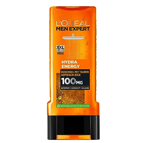L'Oréal Paris Men Expert XXL Duschgel & Shampoo - Duschgel & Shampoo für Männer, reinigt Körper, Haare und Gesicht mit belebendem Taurin und frischem Duft, ideal nach dem Sport.