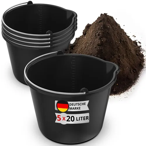 5x 20L Baueimer Set - Ideal für Heimwerker - Sonstige - 5 praktische 20L Eimer mit Messskala und Ausguss, perfekt für Mörtel, Zement und Wasser. Robuste Qualität für Haushalt, Baustelle und Garten.