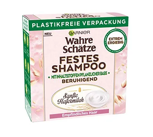 Garnier Festes Shampoo mit Sanfter Hafermilch - Veganes Shampoo für empfindliches Haar, mit beruhigender Hafermilch. Die biologische abbaubare Formel pflegt intensiv und schützt vor Spliss.