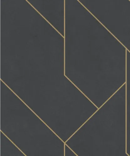 Tapete Vlies Rasch Grafik Linien schwarz gold von Rasch