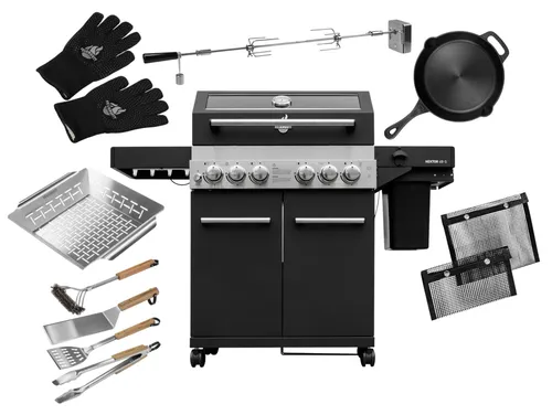 FEUERGOTT Gas-Grillstation Hektor 4B-S BBQ Set mit Zubehör