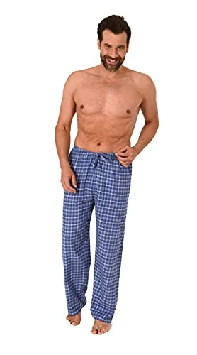 Herren Flanell Schlafanzug Hose kariert aus Baumwolle - ideal zum relaxen - 222 122 15 851, Farbe:blau, Größe:52