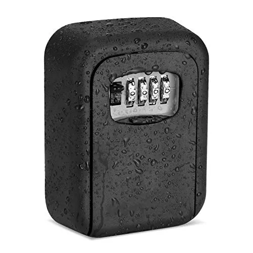 DAYGOS Schlüsselbox mit Code für Draußen, Schlüsseltresor Wasserdichter Schlüsselsafe Kombinationsschlüssel, Zinklegierung Schlüsselkasten mit rücksetzbarem Code für Hausersatzschlüssel（schwarz）