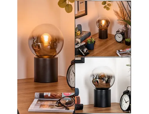 Hofstein Tischleuchte im Retro-Design aus Metall und Glas - Elegante Tischlampe mit einem Durchmesser von 15 cm, ideal für Arbeitszimmer und Wohnzimmer. Hochwertige Materialien und modernes Vintage-Design für stimmungsvolle Beleuchtung.