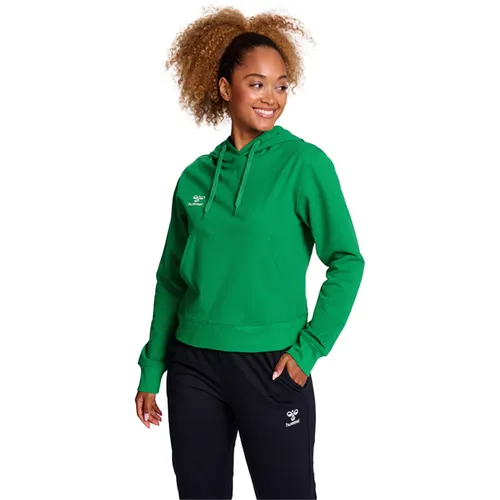 Hummel Go 2.0 Kapuzenpullover Grün S - Kurze Sporthosen, ideal für Sport und Freizeit mit hochwertigem Materialmix aus 80% Baumwolle und 20% recyceltem Polyester für optimalen Tragekomfort.