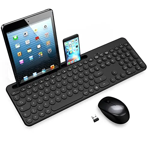 LeadsaiL Kabelloses Tastatur-Maus-Set, Ergonomisch, Deutsch QWERTZ, Leise-Klick