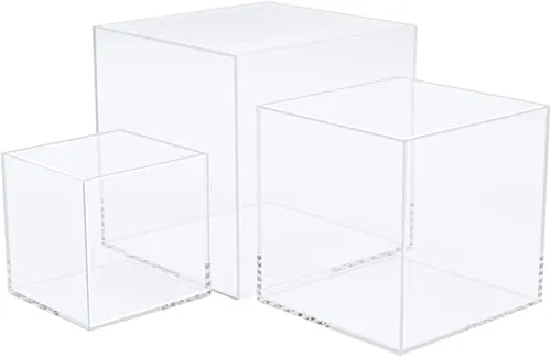 Cliselda 3 Stück Klare Acryl Vitrine Schaukasten, 5-seitige Transparent Acrylbox Plexiglas Vitrine für Action Figuren Spielzeug, Figuren, Modellautos, MiniFiguren, Sammelfiguren