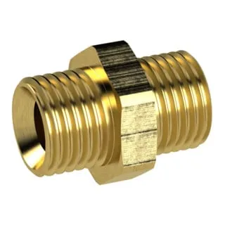 Riegler Doppelgewindenippel, G 3/8 a., G 3/8 a., SW 19, Messing