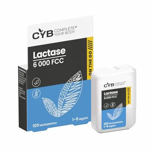 CYB Lactase 6000 ON THE GO MINITABLETS, 100 x really small easy to digest tablets in handy dispenser