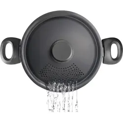 IBILI Kochtopf für Nudeln mit Siebdeckel, 22 cm - Pastatöpfe aus Aluminium mit hochwertiger Anti-Haft-Beschichtung, ideal für Induktion. Der praktische Siebdeckel erleichtert das Abgießen von Nudeln und Gemüse.