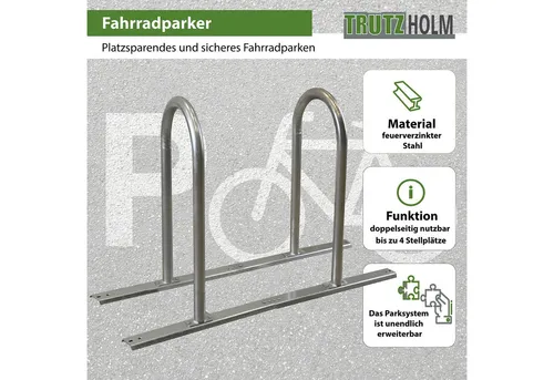 TRUTZHOLM Fahrradständer Fahrradparker für bis zu 4 Fahrräder - Robuster Fahrradständer aus Stahl, ideal für öffentliche Bereiche oder Zuhause, erweiterbar und platzsparend.