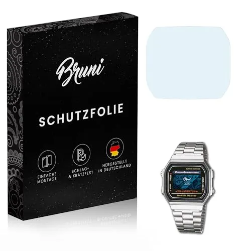 Bruni Schutzfolie kompatibel mit Casio A168WA-1YES Folie, glasklare Displayschutzfolie (2X)