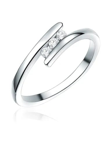 Rafaela Donata Damen Bandring aus 925/- Sterling Silber mit Zirkonia - Ringe für Damen: Glamouröser Bandring aus rhodiniertem Sterlingsilber, funkelnde Zirkoniasteine im Brillantschliff und zeitloses Design - ideal für jeden Anlass.