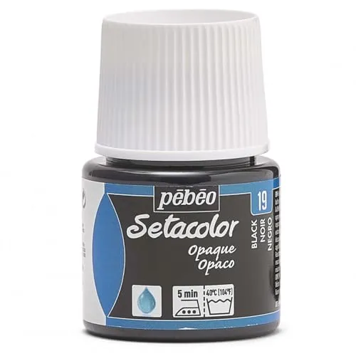 Pebeo Setacolor Textilfarbe, blickdichte Stofffarbe, Farben: Black Lake
