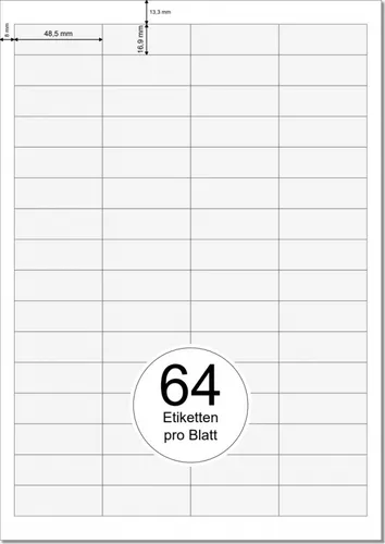 PRINTATION Papier-Etiketten (B48,5xH16,9mm) 25xA4 à 64 Eti. 1367853-NP