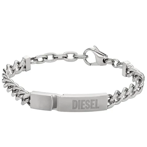 Diesel Armband Für Männer - DX0966040 - Hochwertiges Edelstahlarmband für Herren, 18 cm + 1,5 cm Verlängerung, mit stilvollem DIESEL Logo und sicherem Karabinerverschluss. Ideal für modische Akzente.