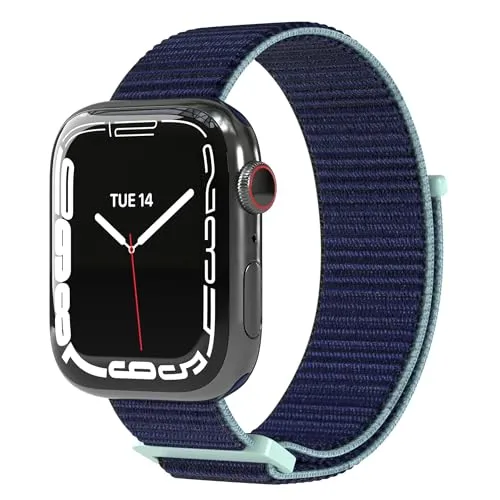EAZY CASE Armband kompatibel mit Apple Watch 44mm / 45mm / 46mm / 49mm verstellbares Ersatzarmband aus Nylon Sport Loop für Apple Watch Serie 11 10 9 8 7 6 5 4 3 2 1 SE für Damen/Herren Blau