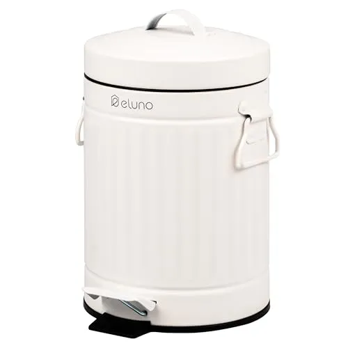 eluno Kosmetikeimer VINTAGE, Treteimer 3 Liter aus Metall - Haushaltszubehör im eleganten Vintage-Design, ideal für Badezimmer oder Gäste-WC, mit praktischem Fußtritt und robustem Metallgehäuse.