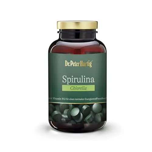 Dr. Peter Hartig Spirulina Chlorella Presslinge - 60-Tages-Vorrat - Mikroalgen mit natürlichem Vitamin B12 für normalen Energiestoffwechsel und mehr Wohlbefinden. Vegan und glutenfrei – ideal für eine bewusste Ernährung.