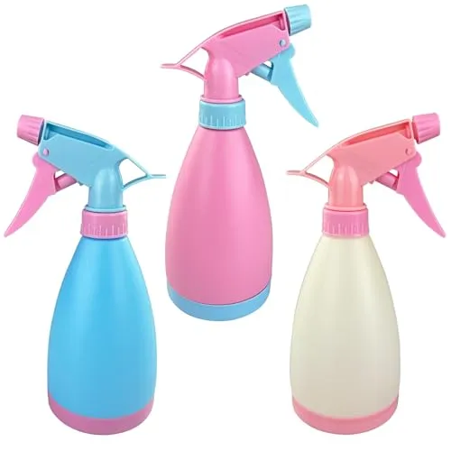 Gentpovth 3 Stk Sprühflaschen 500ml, Leere Sprühflaschen zum Befüllen mit Wasser, wiederverwendbar Wassersprühgerät, mit Verstellbare Sprühkopf, Wassersprühflasche für Pflanzenpflege und Haarstyling