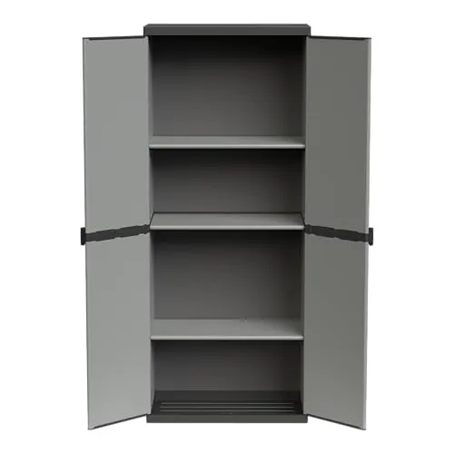 Kreher Hoher Kunststoffschrank mit spritzwassergeschützter Deckel- & Bodenplatte sowie 3 Einlegeböden (2 Davon verstellbar)
