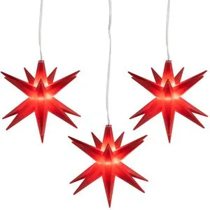 Ideen-mit-Herz Weihnachtsstern 012681, 3 Stück, beleuchtet LED, Batterie, Kunststoff, Timer, Ø10cm