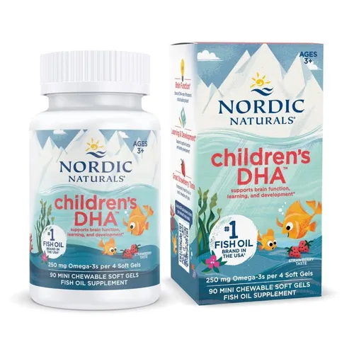 Nordic Naturals Children’s DHA 250mg OMEGA-3 Strawberry, 90 Kapseln, Für KINDER