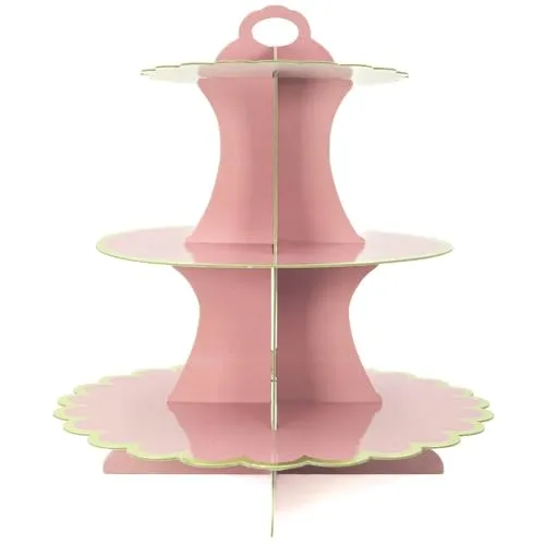 INTIRILIFE Etagere aus Karton mit 3 Ebenen in Rosa von Intirilife