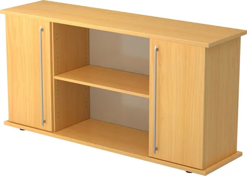 Hammerbacher Sideboard 2 Türen 166cm - Büroschrank mit 2 Drehtüren und offenem Fach, aus hochwertiger Buche, ideal für stilvolle Büros und optimalen Stauraum.