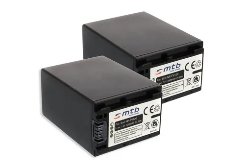 mtb more energy 2x Akku für Sony NP-FV120 - Kamera-Akkus, kompatibel mit Sony NP-FV120, 3300 mAh für längere Aufnahmezeiten und zuverlässige Leistung.
