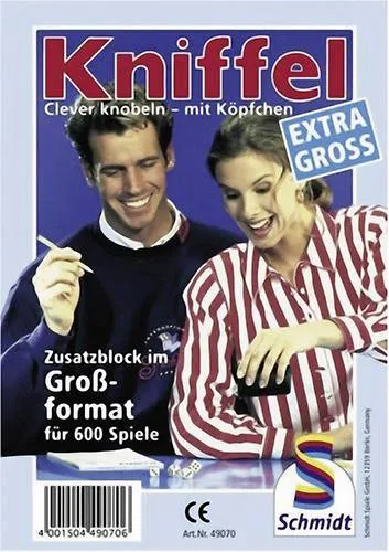 Kniffelblock groß 100 Blatt - Extra großer Zusatzblock für 600 Spiele, ideal für 2-8 Spieler ab 8 Jahren