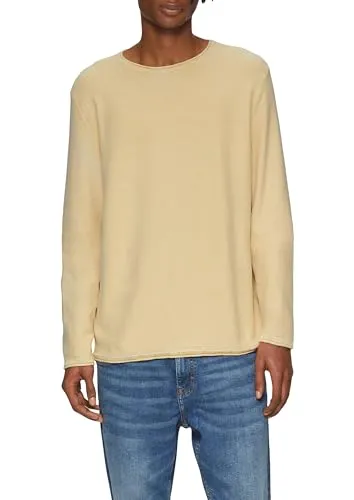 s.Oliver Herren Pullover 2149594 in Gelb, M - Stylischer Crew Neck Pullover für Herren, Regular Fit mit Flammgarnstruktur und lässigem Rollsaum – perfekt für einen modischen Look!