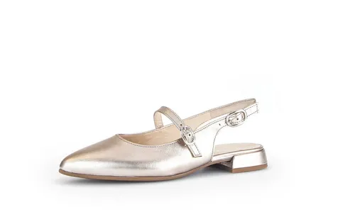 Gabor Slingpumps Damen 31383039323632 Silber 38 EU - Pumps in elegantem Metallic-Look, aus hochwertigem Lammnappa mit weichem Lederfutter, ideal für den Sommer und vielseitig kombinierbar.