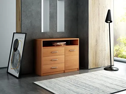 MATKAM Kommode Bodo 1D3SO, H75 x B98 x T35 cm - Elegante Mehrzweckkommode mit 3 Schubladen - Kommoden: Stilvolle und praktische Aufbewahrungslösung mit stabiler, pflegeleichter Oberfläche und viel Stauraum für jeden Raum.