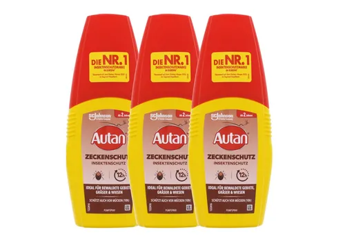 Autan Insektenschutz-Spray 3x Autan Zeckenschutz Insektenschutz Pumpspray je 100 ml Mückenschutz