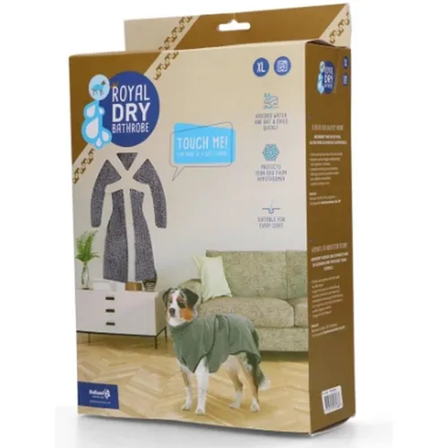 Royal Dry Bademantel für Hunde XL - XL-Hundebademantel mit 75 cm Rückenlänge, ideal für große Hunde. Saugstark, schnell trocknend und schützt Möbel vor Nässe – perfekt für stressfreies Trocknen nach dem Baden oder Spaziergängen.