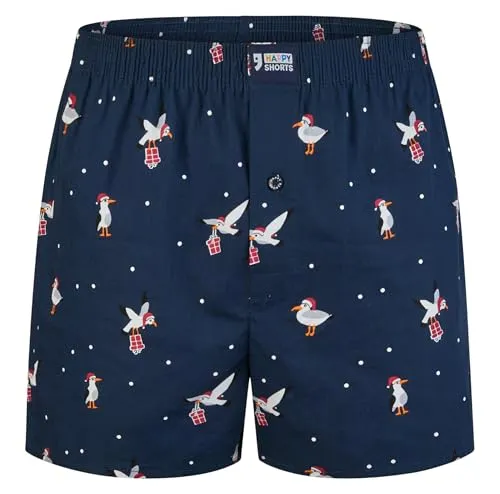 Happy Shorts Herren American Boxershorts Möwe mit Geschenk 'NEW FIT', Farbe:Geschenk Möwe