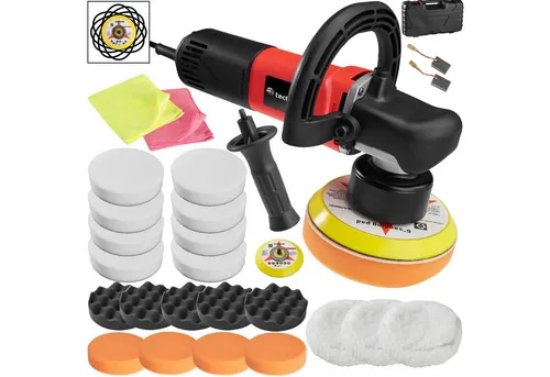 Exzenter Poliermaschine Set 15 mit Zubehör - 710 Watt - Poliermaschinen Set für Auto mit 25-teiligem Zubehör, leistungsstark mit 710 W, ideal für professionelle Lackpflege und glänzende Ergebnisse.