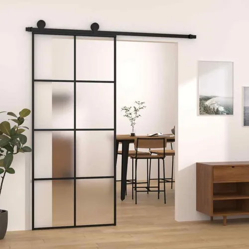 vidaXL Schiebetür mit Beschlag 90x205 cm aus ESG-Glas & Aluminium - Elegante Glasschiebetür für Innenräume, die Platz spart und mit mattem Design Privatsphäre bietet. Stabiles Material und einfache Montage inklusive Türbeschlägen.