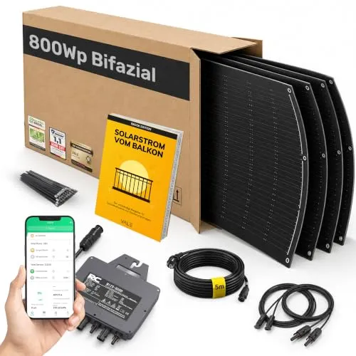 Balkonkraftwerk 800W Flexibles Set mit 4x 200W Solarmodulen