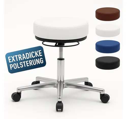 Versee Drehhocker Arbeitshocker Echtleder - höhenverstellbar, 150kg belastbar (Hocker für Büro und Home-Office), ergonomisch höhenverstellbar, 150kg belastbar