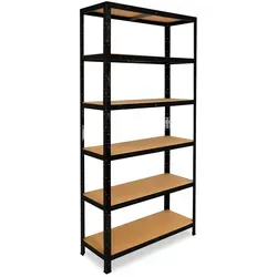 shelfplaza BLACK Schwerlastregal 180x110x23 cm - Werkstatteinrichtung: Robustes Regal mit 6 Böden, 145 kg Traglast pro Boden, einfach ohne Schrauben aufzubauen, ideal für Garage, Keller oder Büro.