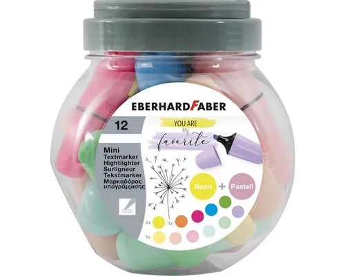 Eberhard Faber Marker EBERHARD FABER Mini Textmarker Bonboniere neon & pastell 12 Stück