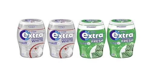 Extra Professional Kaugummi Mix I 4 Dosen 2 Sorten I 2x Fresh Spearmint I 2x White I Frischer Atem I Zahnpflege