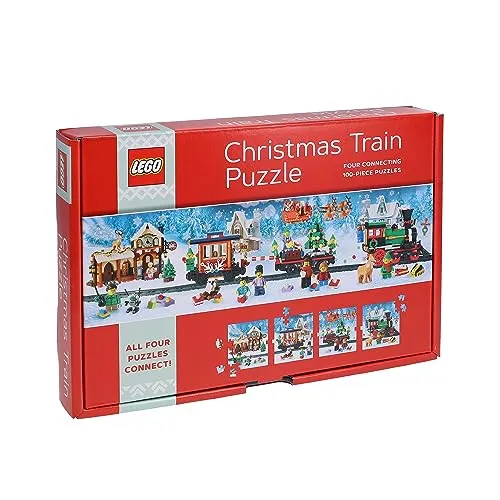 Lego Christmas Train Puzzle: Vier verbundene 100-teilige Puzzles - Klassische Puzzles mit langlebigem, flexiblen Design und hochwertigem Material – perfekt für festliche Unterhaltung.